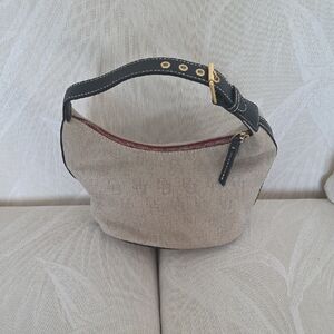 Dooney & Bourke Small Tan and Black Hobo Bag